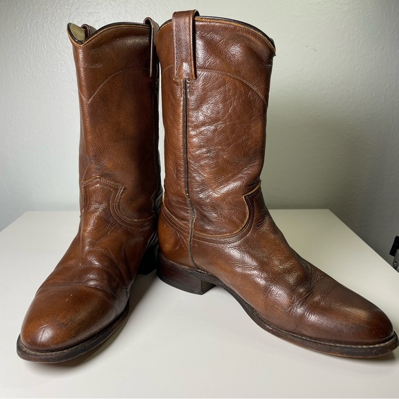 Dan Post Other - Dan Post Roper Leather Cowboy Western Boots Brown Pull On Style Mens 9M